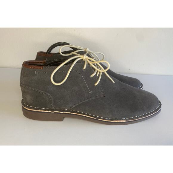 KENNETH COLE CHUKKA BOOTS MENS 10.5 DERBY GRAY GREY SUEDE BROWN LEATHER